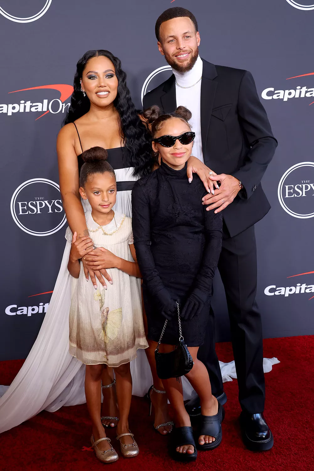 Ryan Carson Curry, Ayesha Curry, Riley Elizabeth Curry, and Stephen Curry attend the 2022 ESPYs at Dolby Theatre