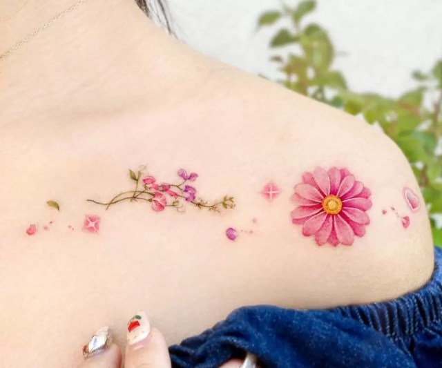 Pink Daisy Tattoo