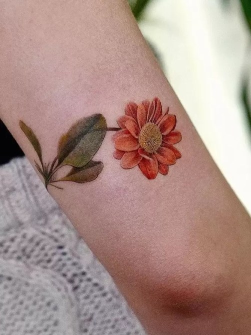 Red Daisy Tattoo