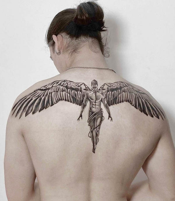 Angel back tattoo by @ramaktas