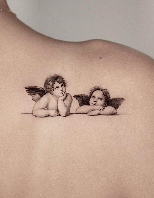 Angel shoulder tattoo by @drag_ink