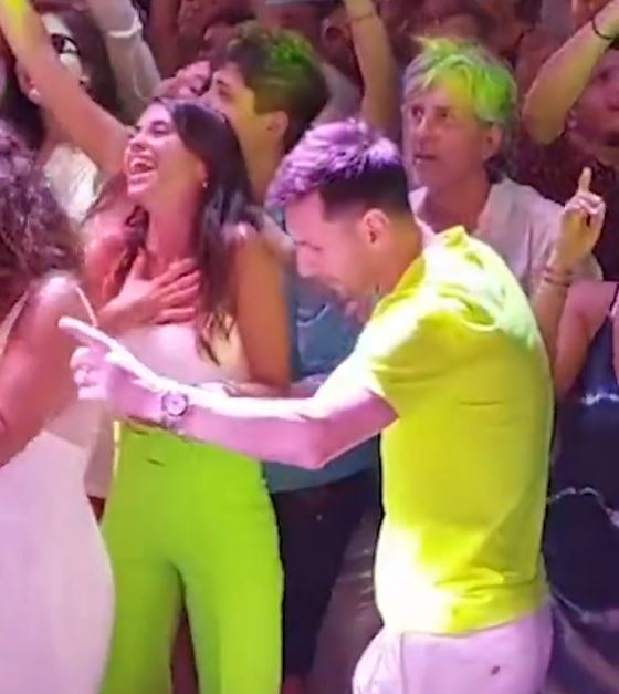 Lionel and Antonela Messi were in the mood to party on holiday in Argentina