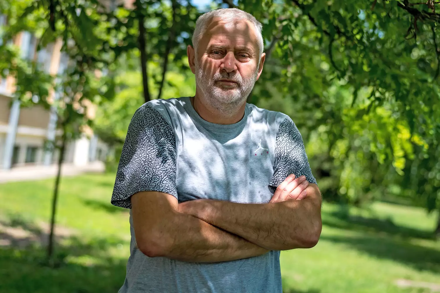 This picture taken on June 25, 2019 shows Branislav Jokic, the father of Nikola Jokic, the 24-year-old Serbian basketball player who plays for the NBA's Denver Nuggets