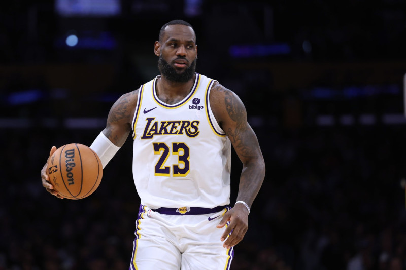 LOS ANGELES, CALIFORNIA - JANUARY 21: LeBron James #23 of the Los Angeles Lakers dribbles during a 134-110 Lakers win over the Portland Trail Blazers at Crypto.com Arena on January 21, 2024 in Los Angeles, California. User is consenting to the terms and conditions of the Getty Images License Agreement. (Photo by Harry How/Getty Images)