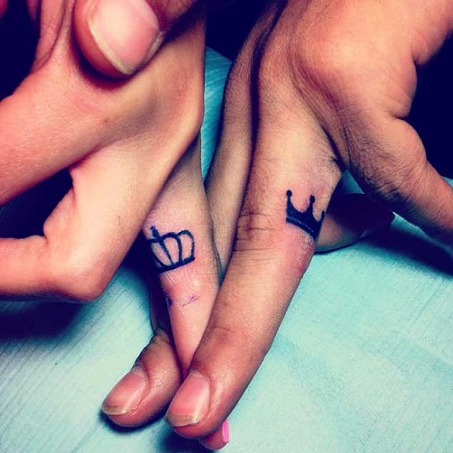 king and queen finger tattoos