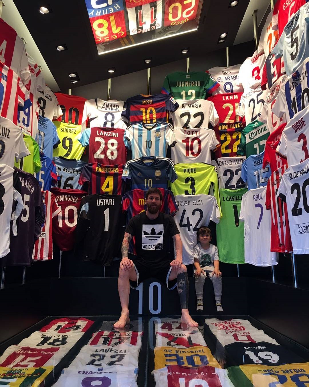 Messi has a room dedicated to a collection of shirts in his home