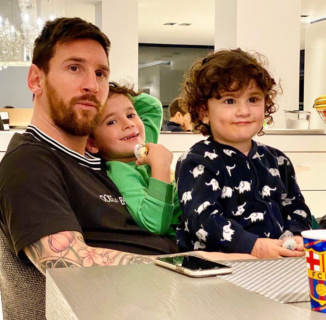 The Messi family regularly congregate in the kitchen