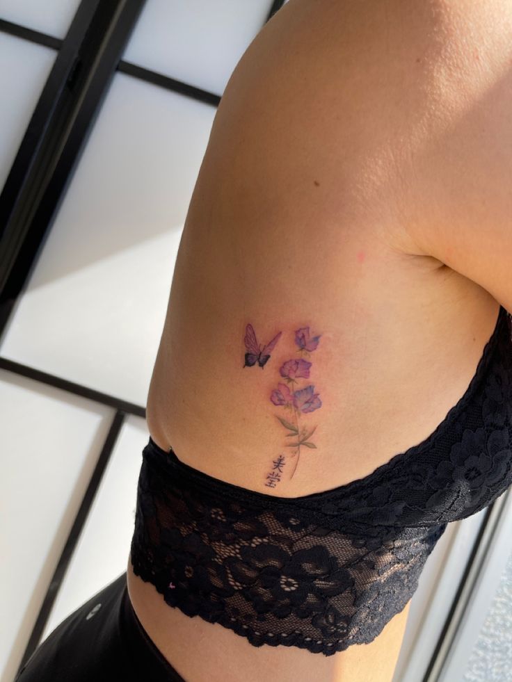 Sweet Pea & Butterfly Tattoo | Butterfly tattoo, Tattoos, Butterfly