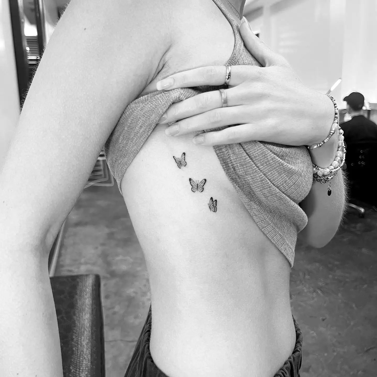 Close up of butterfly design along the ribs