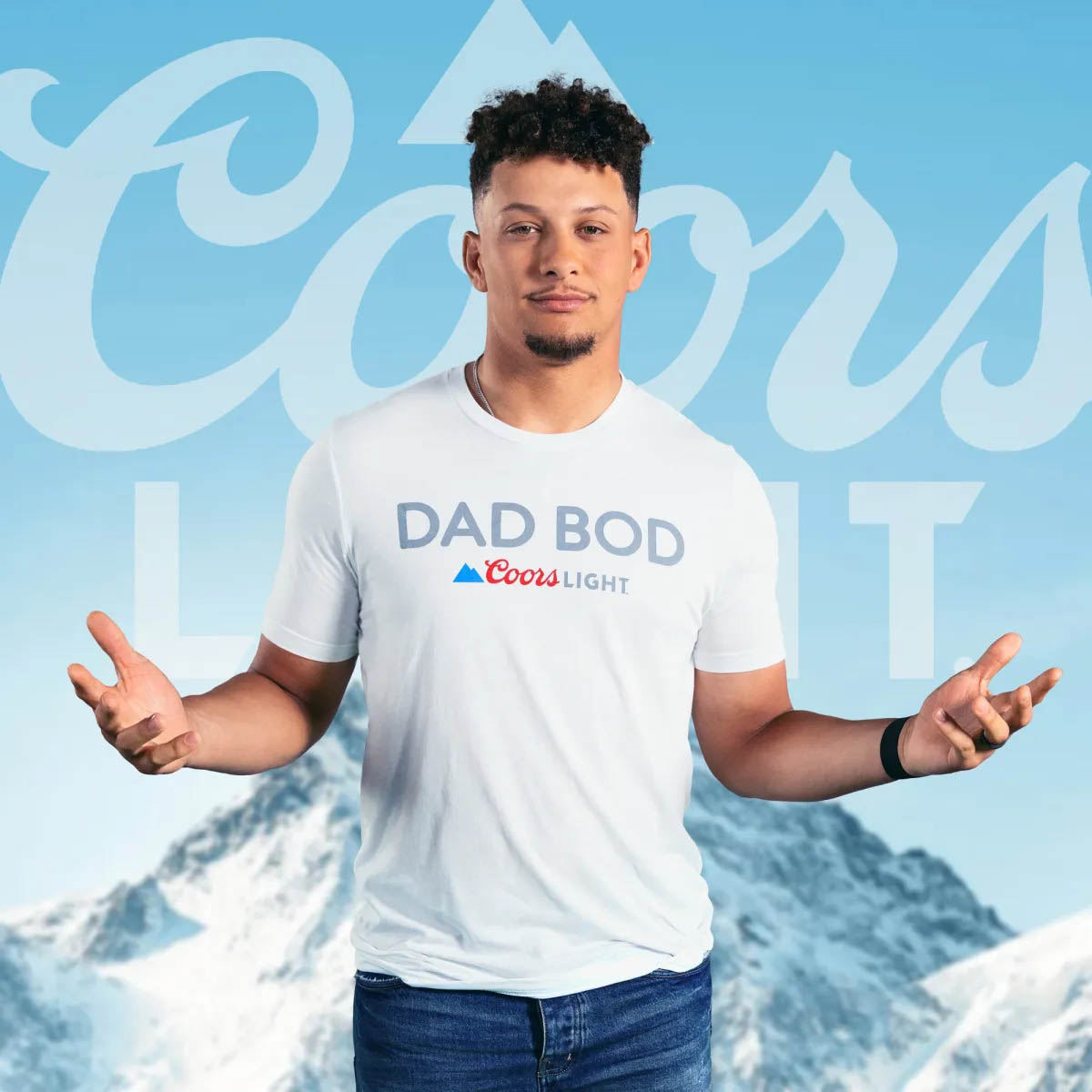 Mahomes has taken advantage of his dad bod in a partnership with Coors Light
