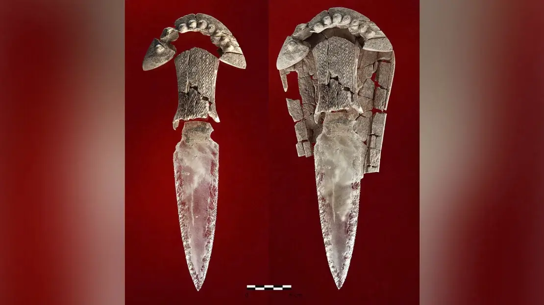 A crystal dagger and other grave goods were found at the tomb site.