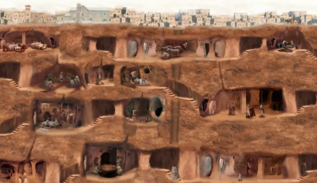 This illustrative map shows just a few floors of the 18-story underground city, of which only eight are open to the public