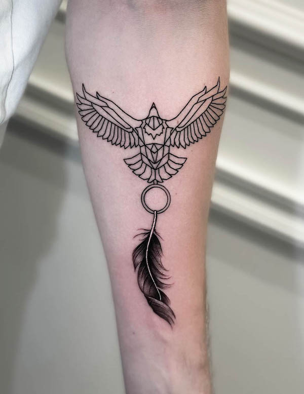 Eagle feather tattoo by @tattooheaven_official