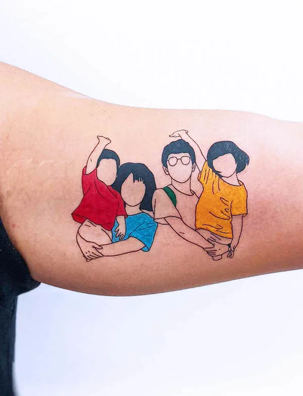 Family photo tattoo by @ktattoola