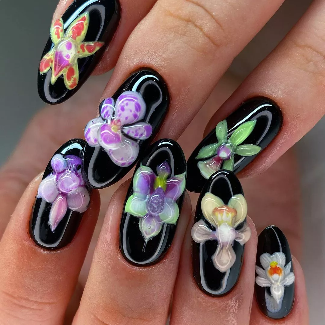 Orchids 3D Flower Nails