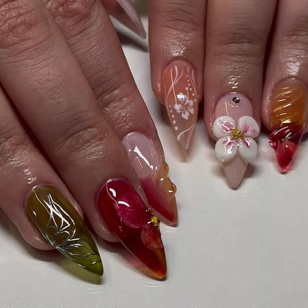 Sunsets 3D Flower Nails