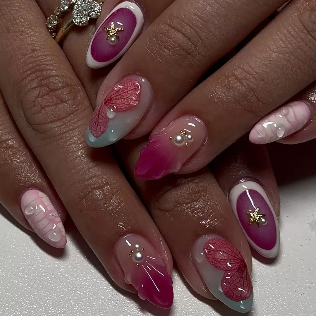 Dried Florals 3D Flower Nails