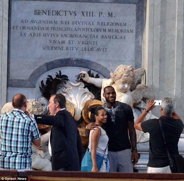 Picture perfect: They also stopped off at St. Peter's Curch and the Vatican Museums in Rome