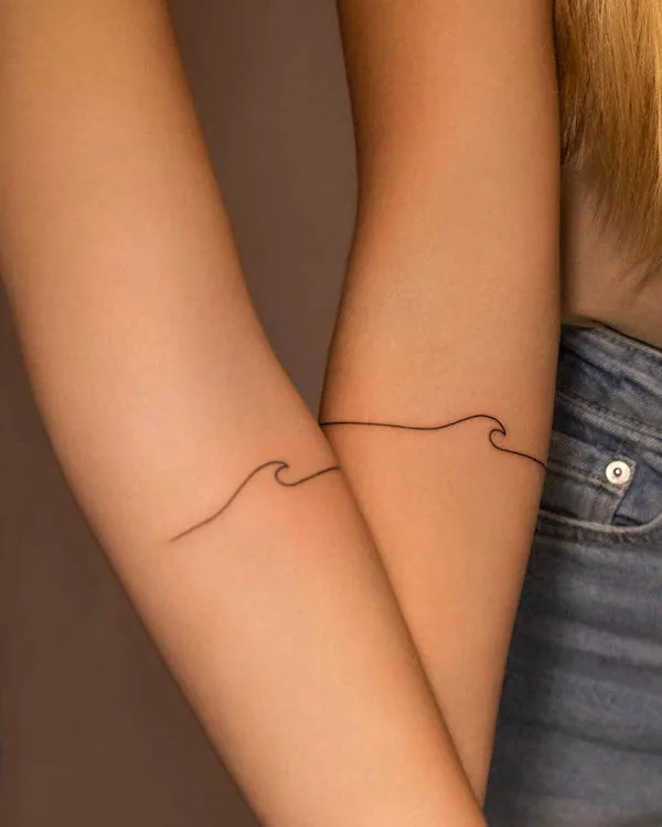 Minimalist wave tattoos by @tattoo_vesna_prague