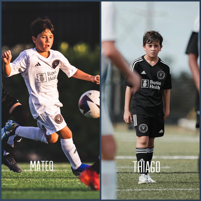 Mateo (trái) và anh trai Thiago lần lượt là thành viên của đội U.9 và U.12 Inter Miami