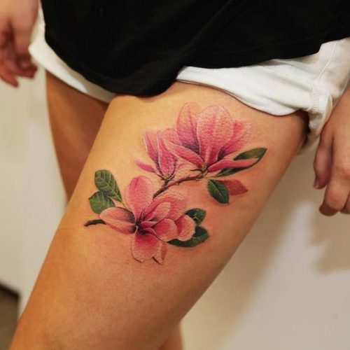 23 Vibrant Color Flower Tattoo Ideas