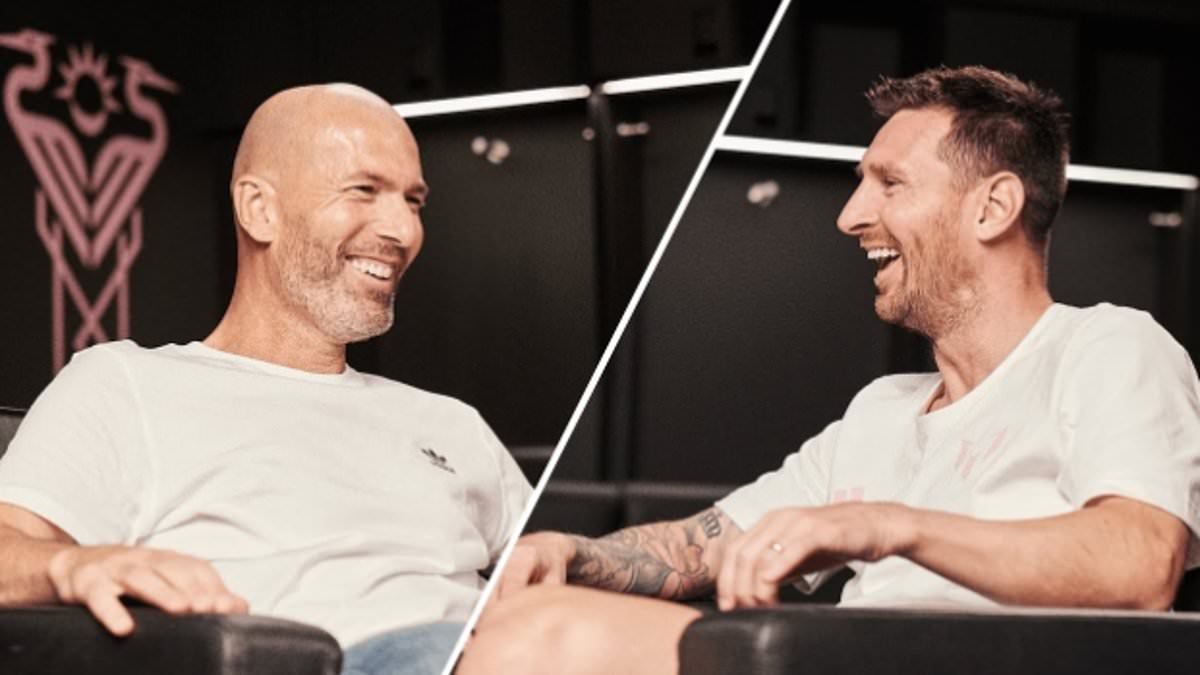 Lionel Messi beamed as he swapped shirts with Zinedine Zidane after the superstar duo looked back on their glittering careers and the former Real Madrid coach revealed his toughest opponent ever.Video