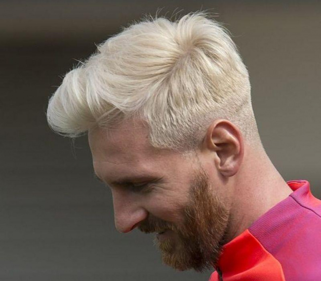 Messi's platinum blonde hairstyle is attractive