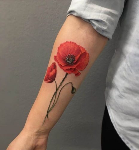 23 Vibrant Color Flower Tattoo Ideas