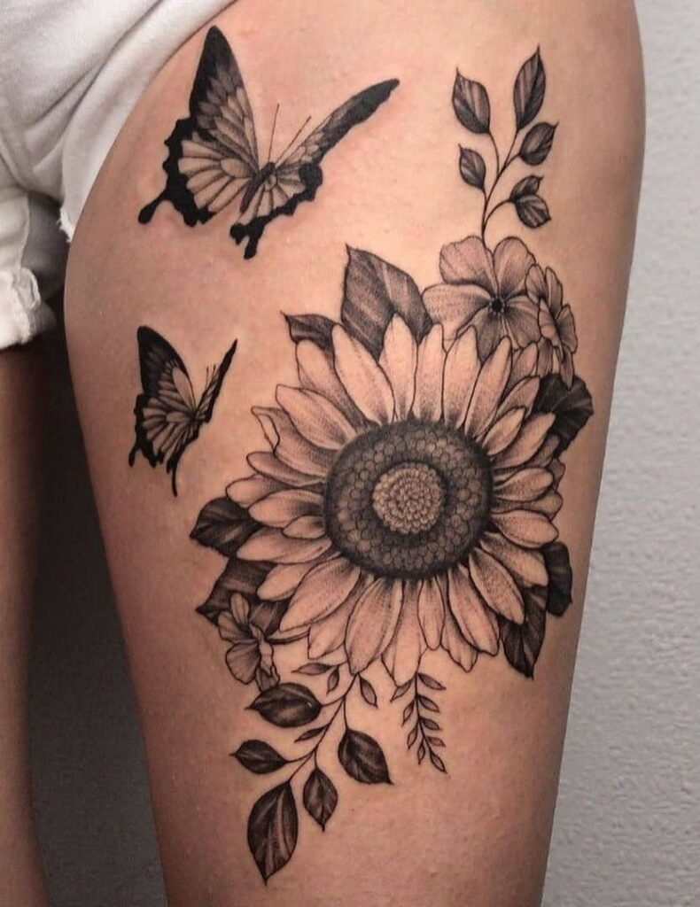 butterfly flower tattoo