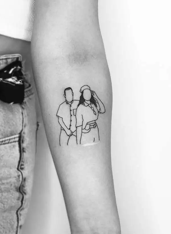 Mom dad illustration tattoo by @halil_asuraci_tattooart