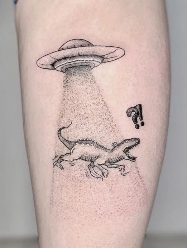 The kidnapped T-rex tattoo by @kissink.tattoo