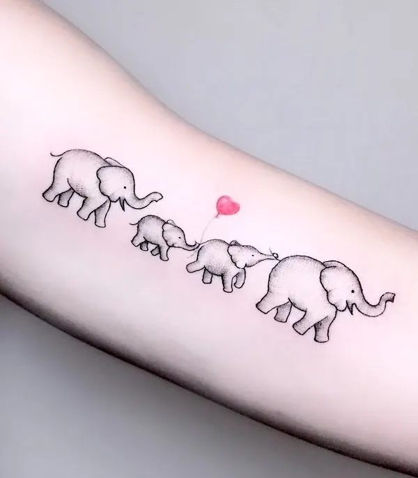 Elephant family tattoo by @area51tattoowork