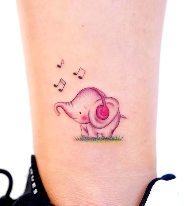 Cute baby elephant tattoo by @ayhankrdg