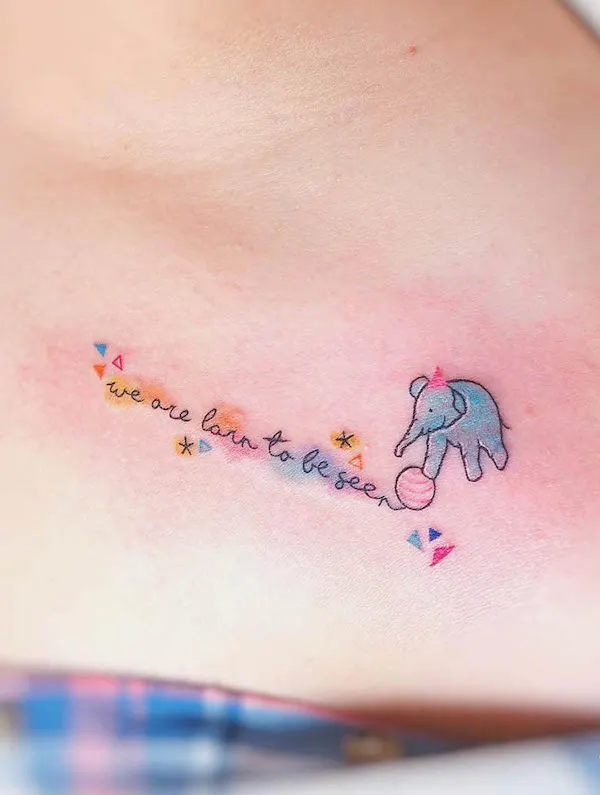 Cute small elephant quote tattoo by @deardeeri