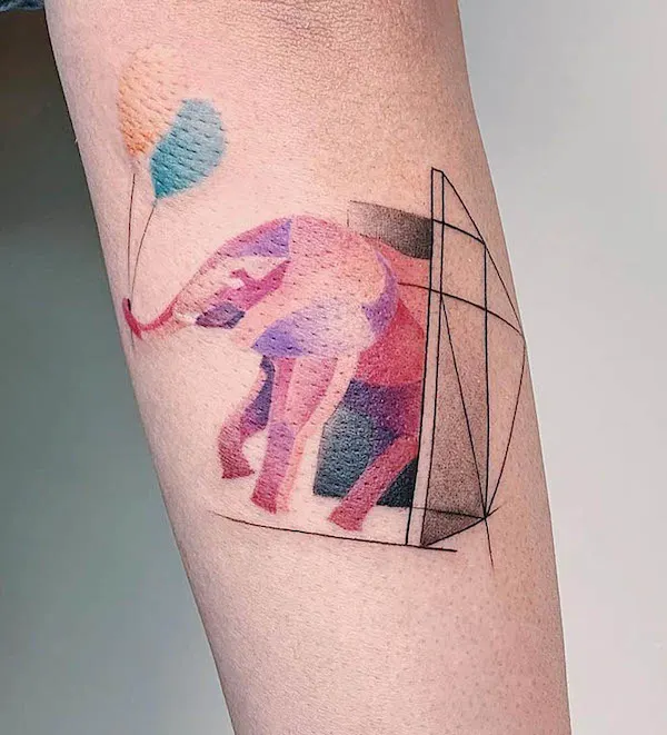 Geometric elephant tattoo by @alicelin0923