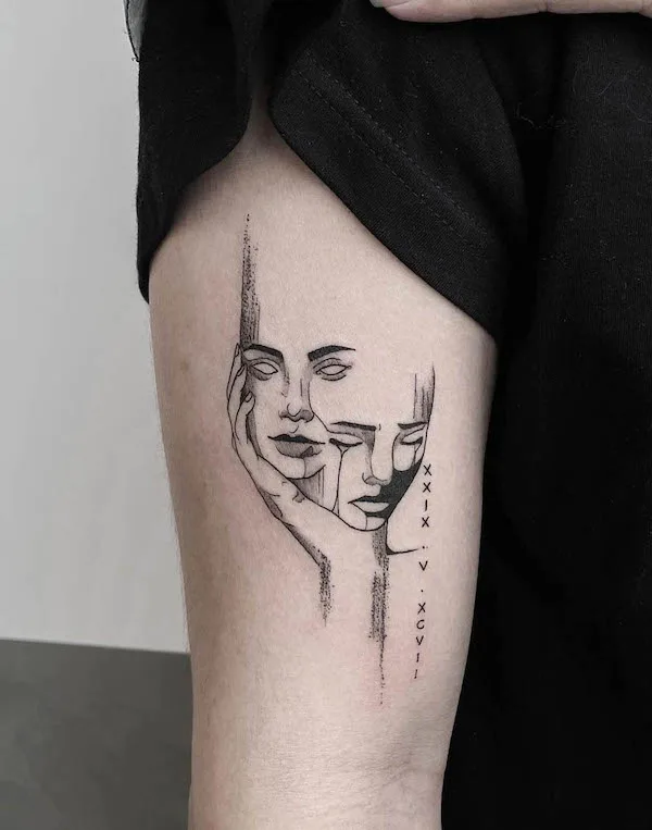 Twins tattoo for Gemini by @inkbyjoowei