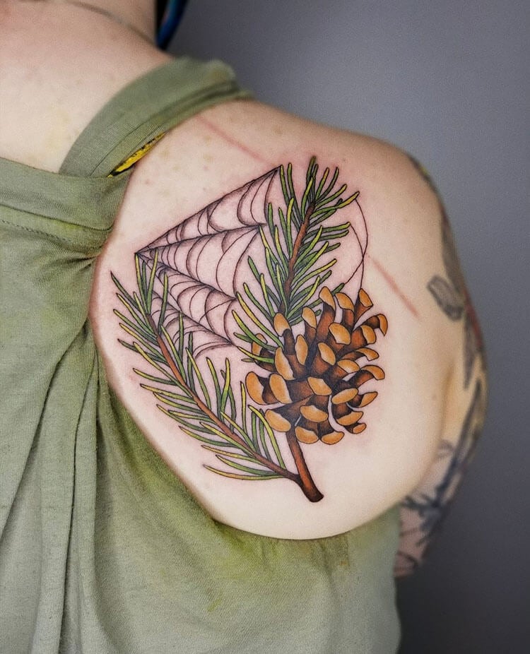 colorful pinecone tattoo