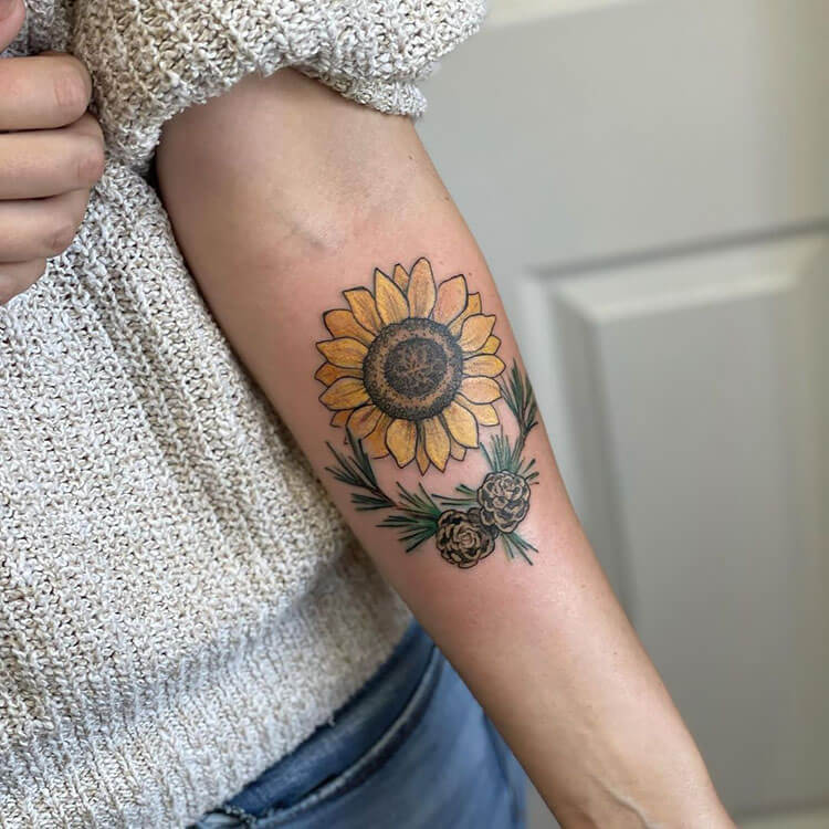 sunflower pinecone tattoo