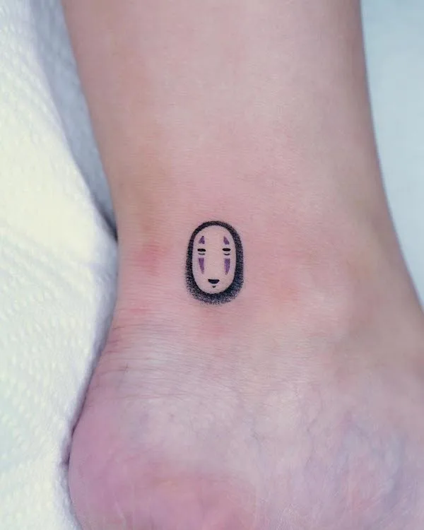 No Face small ankle tattoo by @kikinoland