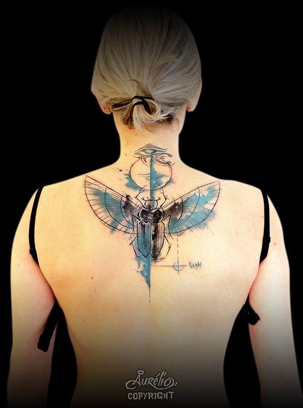 scarab back tattoo