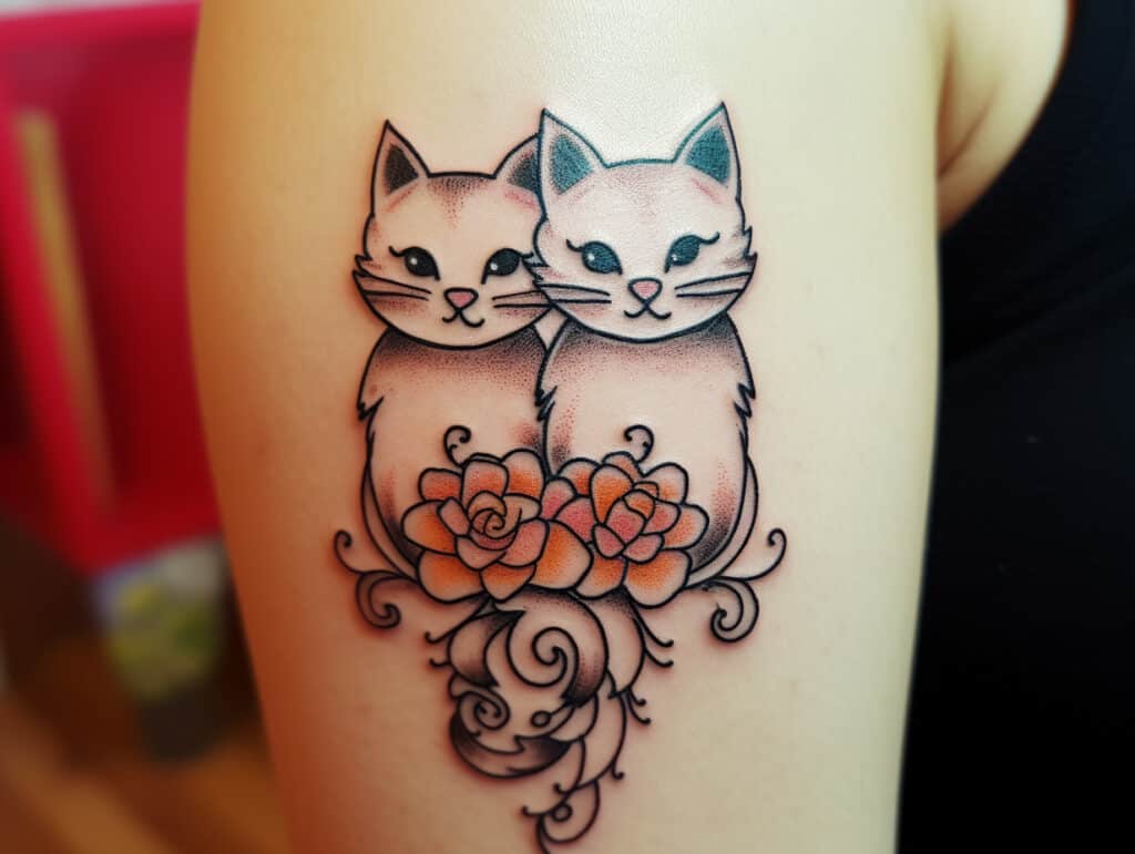 two cats tattoo