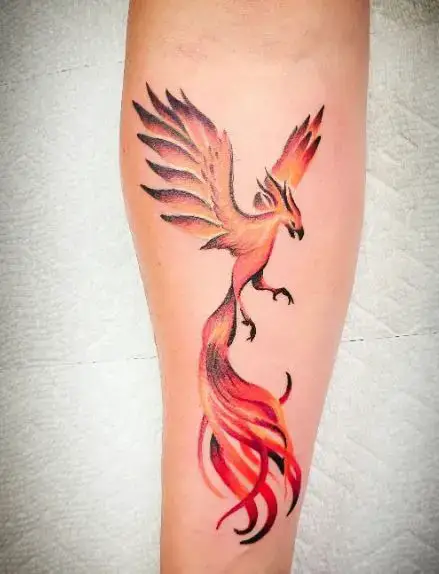 Orange and Black Phoenix Tattoo Piece