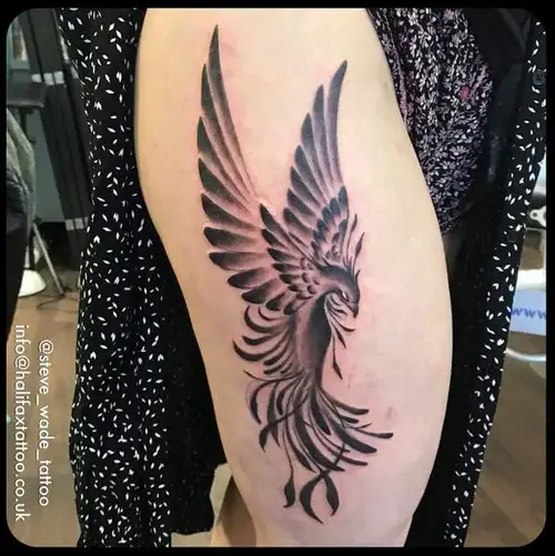 Phoenix Bird Thigh Tattoo Piece