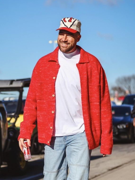 Travis Kelce Chiefs Game Red Cardigan