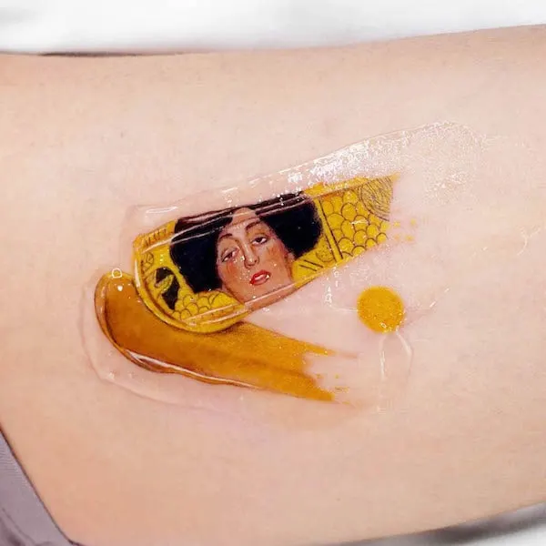 Gustav Klimt brush stroke tattoo by @caotida