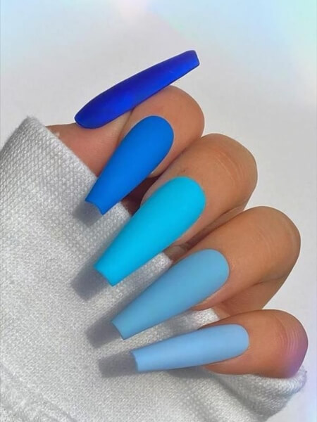 Shades of Blue Ballerina Nails