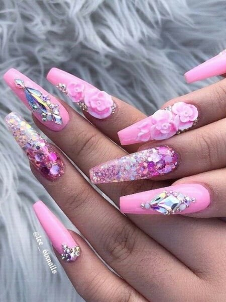 3D Shapes Ballerina Nails