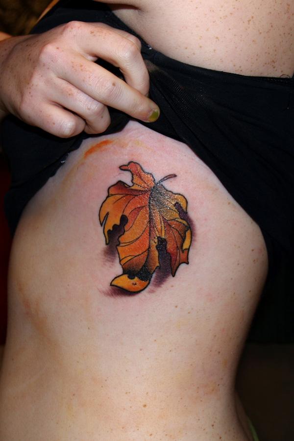 Autumn Leaf side tattoo