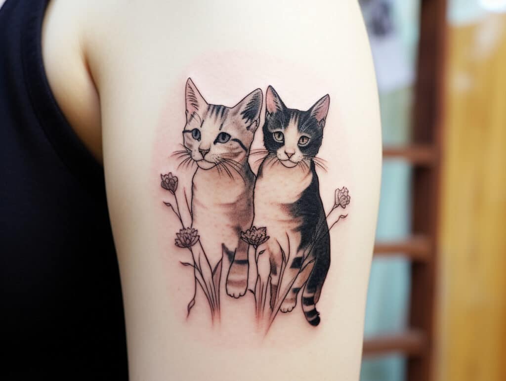 two cats tattoo