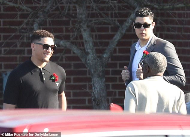 Patrick Mahomes was seen attending grandfather Randy's funeral in Texas on Monday